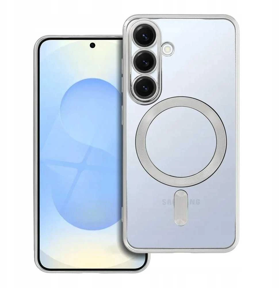 Oem ELECTRO MAG COVER dėklas suderinamas su MagSafe skirtas Samsung Galaxy S25 sidabro spalvos