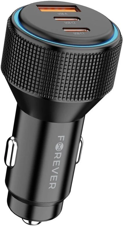 Forever CC-07-66ACC PD QC automobilinis įkroviklis 1x USB-A 2x USB-C 66W juodas