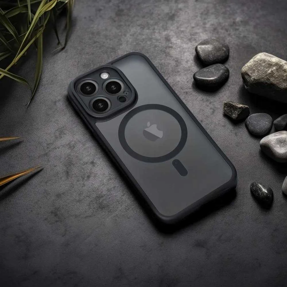 Oem FULL MATTE MAG COVER dėklas suderinamas su MagSafe skirtas Samsung Galaxy S25 EDGE juodos spalvos