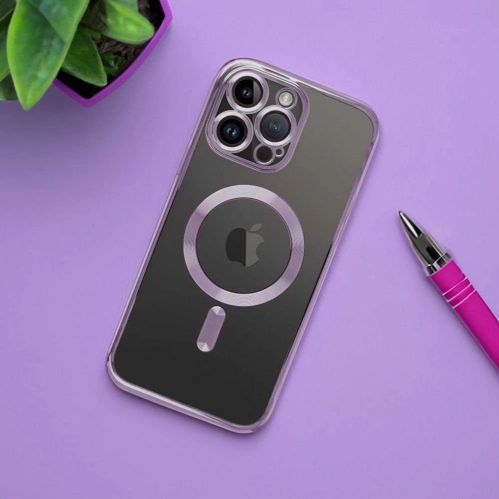 OEM dėklas, skirtas iPhone 11 PRO MAX, Electro Mag dėklas, suderinamas su MagSafe violetine