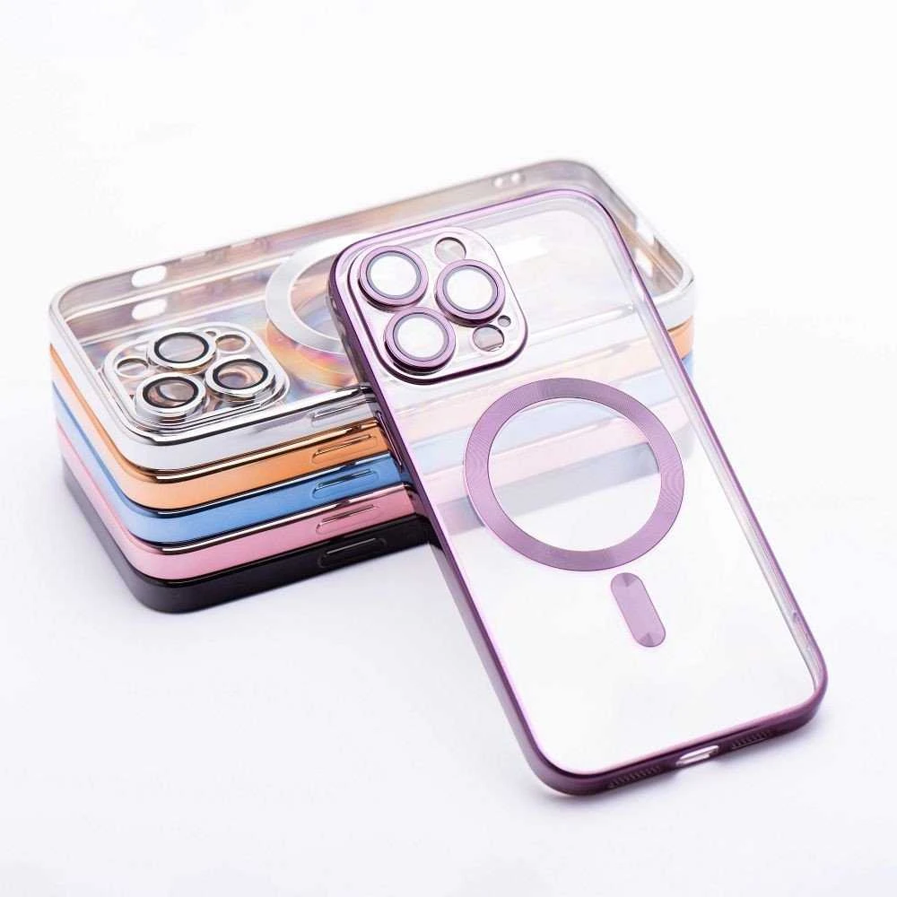 OEM dėklas, skirtas iPhone 11 PRO MAX, Electro Mag dėklas, suderinamas su MagSafe violetine