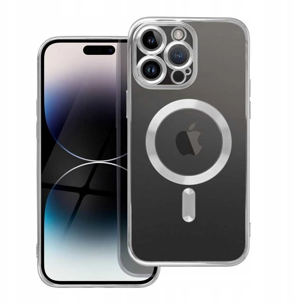 OEM dėklas, skirtas iPhone 16 PRO, Electro Mag dėklas, suderinamas su MagSafe sidabrinis