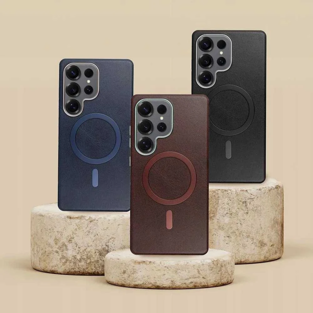 Oem GENTLEMAN MAG COVER dėklas suderinamas su MagSafe skirtas Samsung Galaxy A26 rudos spalvos