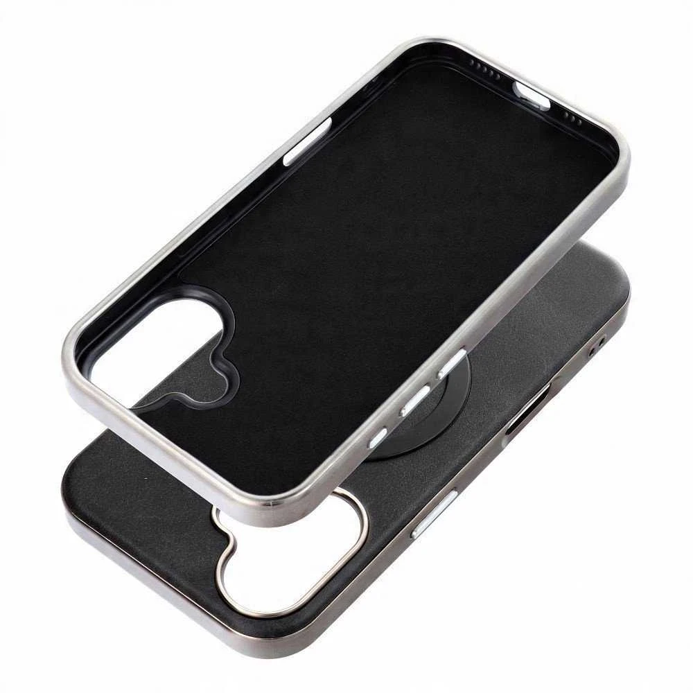 Oem GENTLEMAN MAG COVER dėklas suderinamas su MagSafe skirtas Apple iPhone 12 juodos spalvos