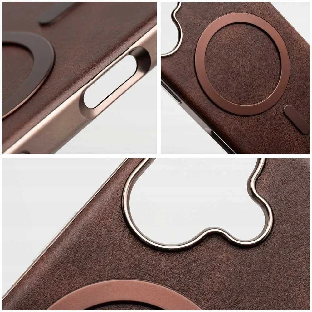 Oem GENTLEMAN MAG COVER dėklas suderinamas su MagSafe skirtas Apple iPhone 13 Pro rudos spalvos