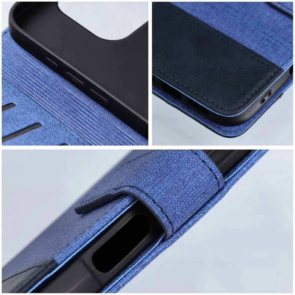 OEM atverčiamas dėklas iPhone 16e (SE 4 2025) Gomma Book mėlynas