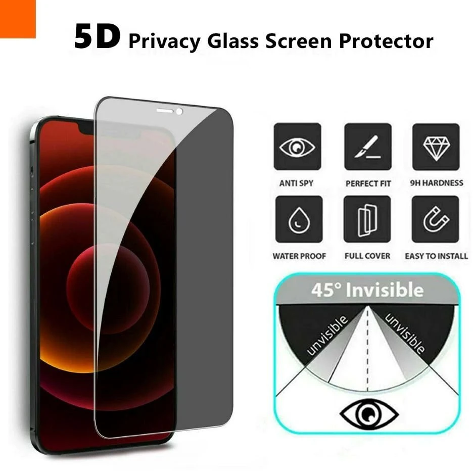 Oem 5D Full Glue grūdintas stiklas - iPhone 18 Pro (privatumo) juodas