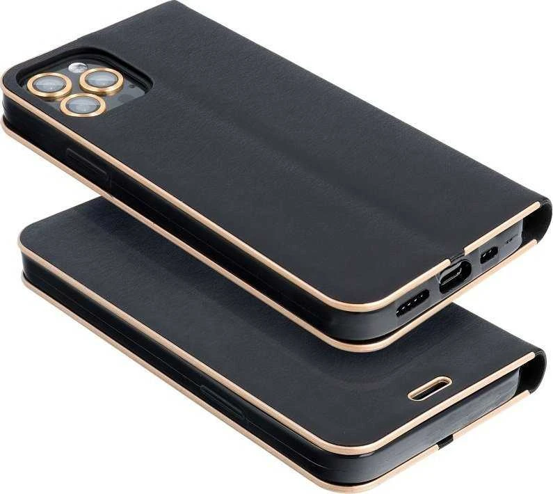 OEM atverčiamas dėklas iPhone 15 PRO Luna Book auksinis juodas