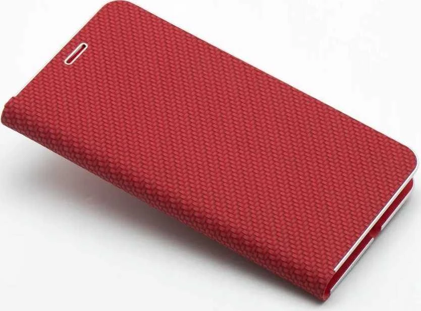 Dėklas Oem LUNA Book Carbon skirtas Xiaomi Redmi Note 14 4G (GLOBAL - 163,25mm x 76,55mm x 8,16mm) red