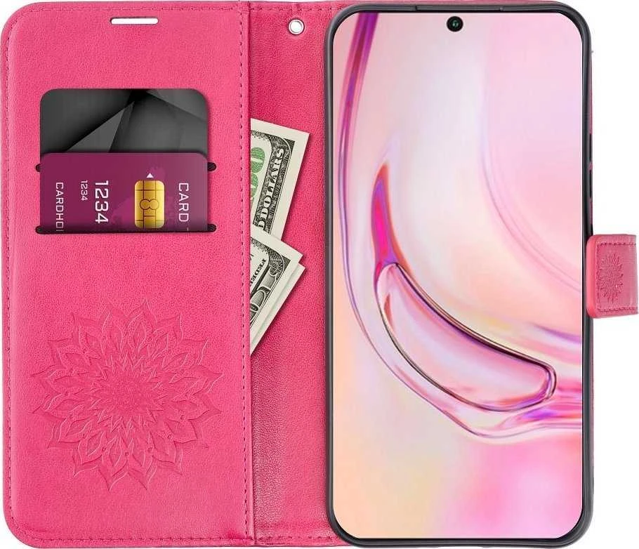 Telefono dėklas Oem MEZZO Book skirtas Iphone 15, rožinės spalvos