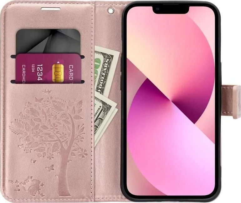 Oem MEZZO Book dėklas skirtas Samsung Galaxy A53 5G medžio rose auksinis
