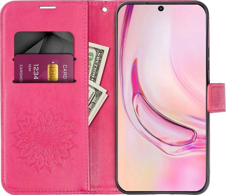 Oem MEZZO Book dėklas skirtas Xiaomi Redmi Note 14 PRO 5G / 14 PRO PLUS 5G mandala magenta