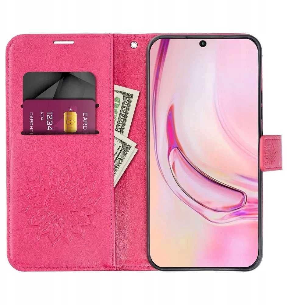 Oem MEZZO Book dėklas skirtas Xiaomi Redmi Note 14 PRO 4G mandala magenta