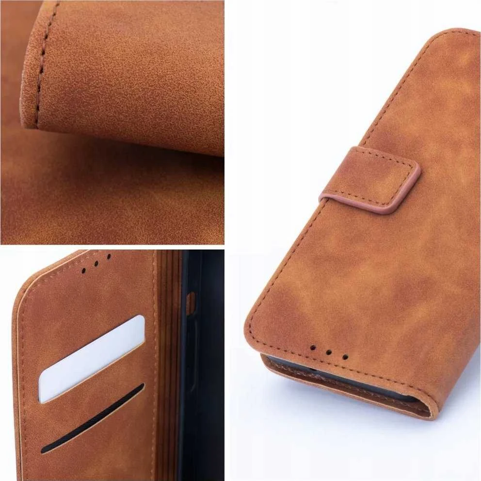 Oem TENDER Book Dėklas skirtas Xiaomi Redmi Note 14 5G / 4G (GLOBAL - 163,25mm x 76,55mm x 8,16mm) rudos spalvos