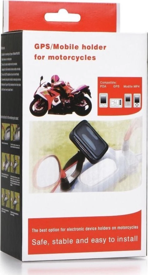 OEM motociklo laikiklis mobiliajam telefonui, atsparus vandeniui su užtrauktuku (6,4" - 8") juodas
