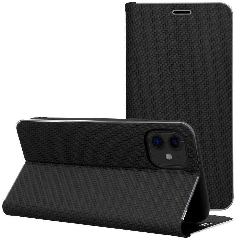 OEM atverčiamas dėklas iPhone 17 / 18 Luna Book Carbon juodas