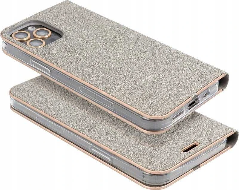Dėklas Oem LUNA Book Gold skirtas Xiaomi Redmi Note 14 PRO 5G / 14 PRO PLUS 5G sidabro spalvos