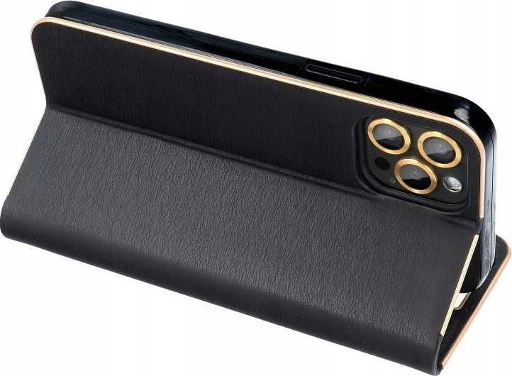 Dėklas Oem LUNA Book Gold skirtas Xiaomi Redmi Note 14 PRO 5G / 14 PRO PLUS 5G juodos spalvos