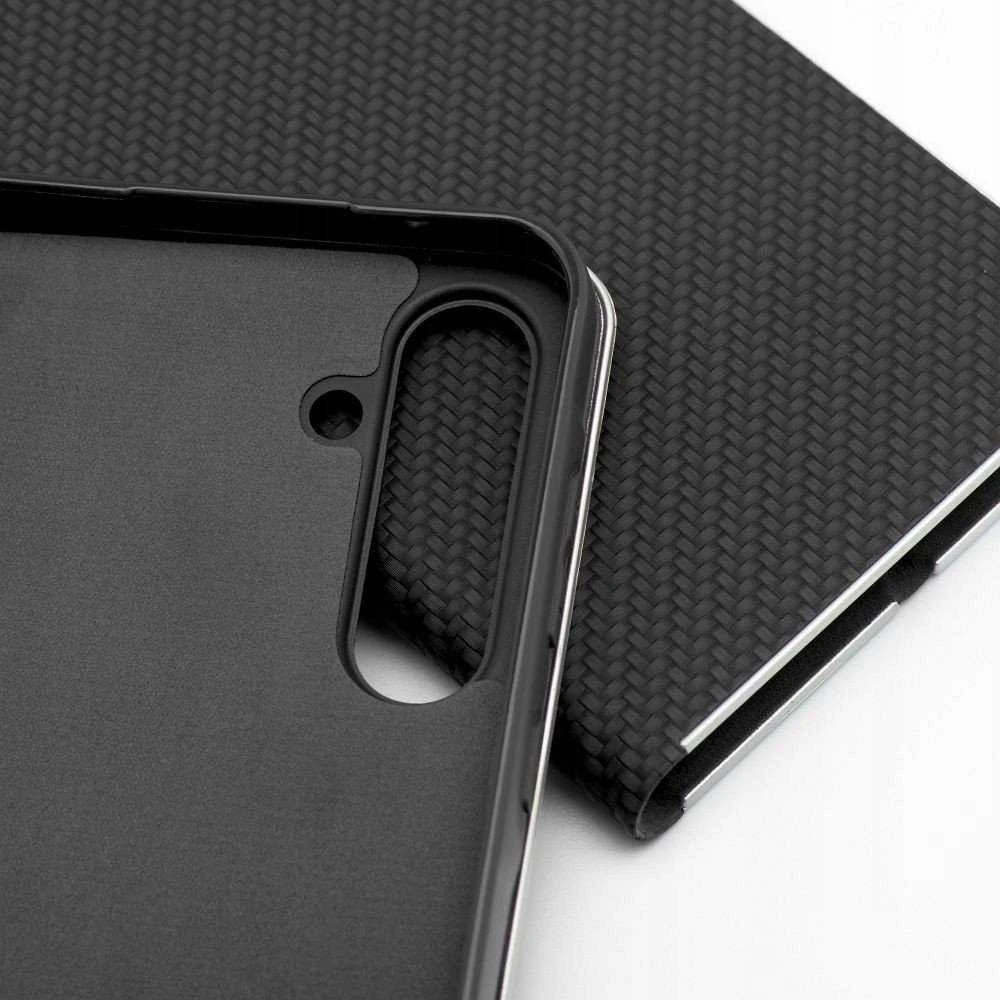 Dėklas Oem LUNA Book Carbon skirtas Samsung Galaxy S24 FE juodos spalvos