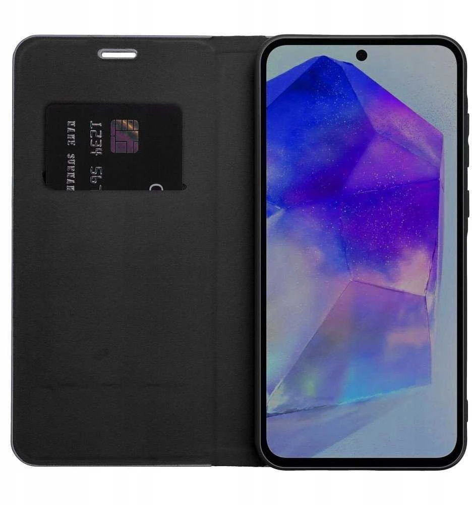 Dėklas Oem LUNA Book Carbon skirtas Samsung Galaxy S24 FE juodos spalvos