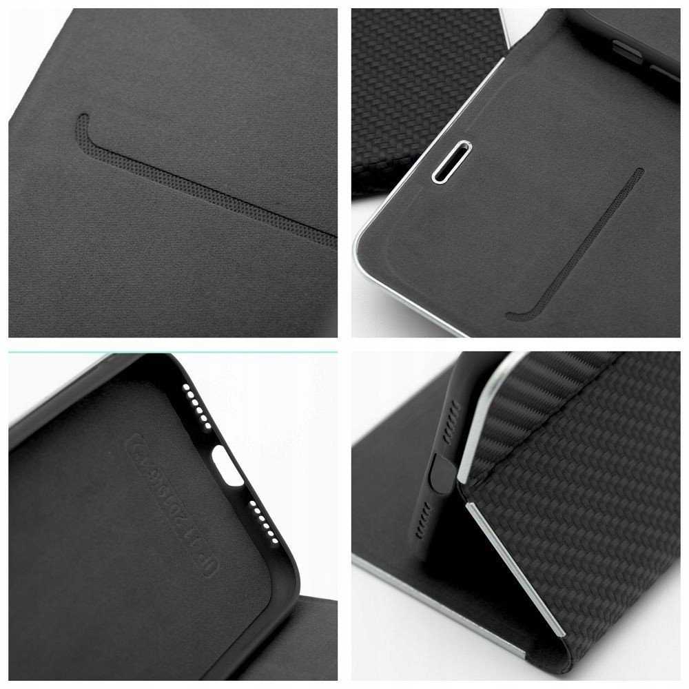Dėklas Oem LUNA Book Carbon skirtas Samsung Galaxy S25 juodos spalvos