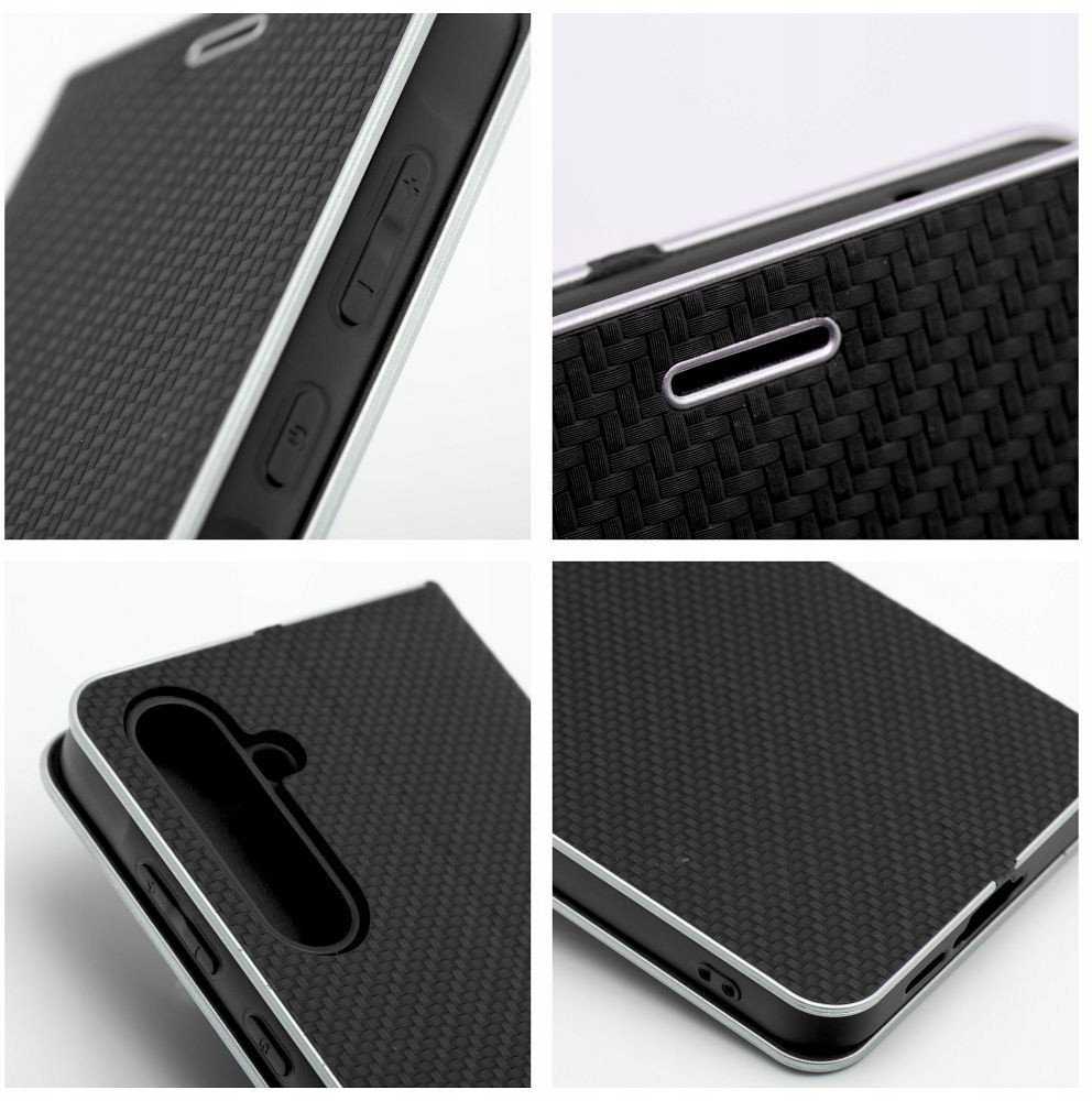 Dėklas Oem LUNA Book Carbon skirtas Samsung Galaxy S25 juodos spalvos