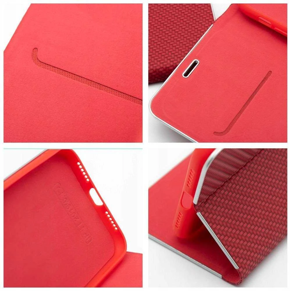 Dėklas Oem LUNA Book Carbon skirtas Samsung Galaxy S25 raudonas