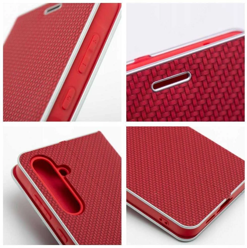 Dėklas Oem LUNA Book Carbon skirtas Samsung Galaxy S25 raudonas