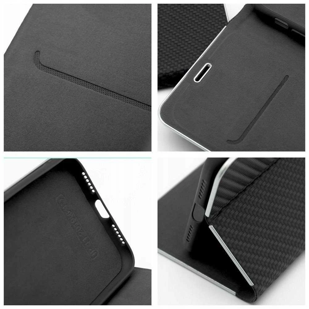 Dėklas Oem LUNA Book Carbon skirtas Samsung Galaxy S25 Edge juodos spalvos