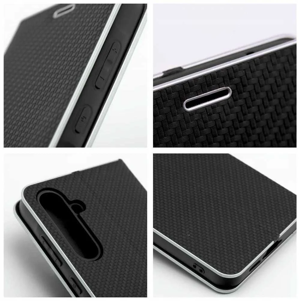 Dėklas Oem LUNA Book Carbon skirtas Samsung Galaxy S25 Edge juodos spalvos