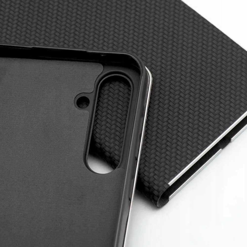 Dėklas Oem LUNA Book Carbon skirtas Samsung Galaxy S25 Edge juodos spalvos