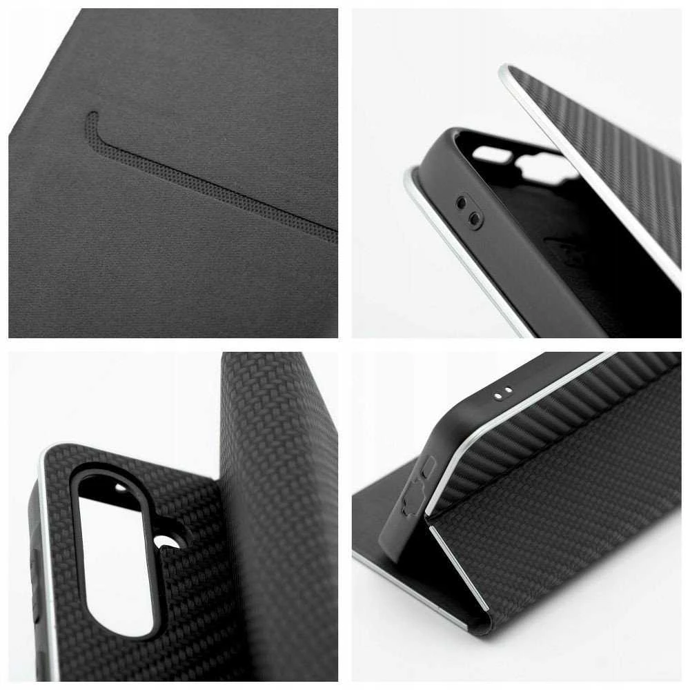 Dėklas Oem LUNA Book Carbon skirtas Samsung Galaxy S25 Edge juodos spalvos