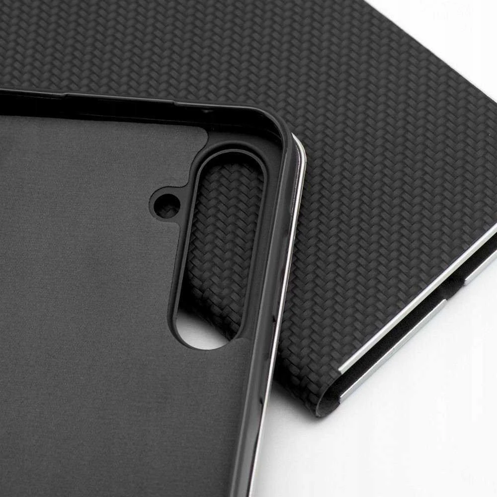 Dėklas Oem LUNA Book Carbon skirtas Xiaomi Redmi Note 14 PRO 5G / 14 PRO PLUS 5G juodos spalvos