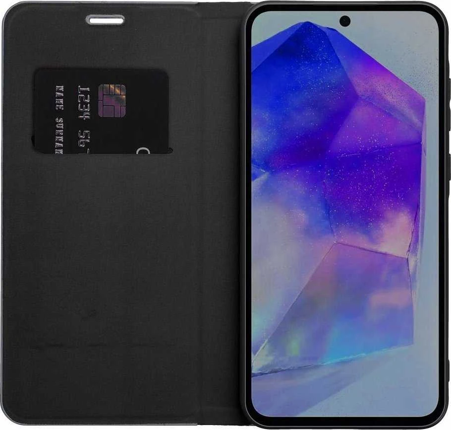 Dėklas Oem LUNA Book Carbon skirtas Xiaomi Redmi Note 14 PRO 5G / 14 PRO PLUS 5G juodos spalvos