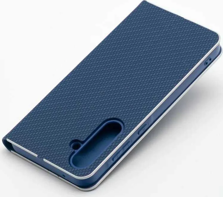 Dėklas Oem LUNA Book Carbon skirtas Xiaomi Redmi Note 14 4G (GLOBAL - 163,25mm x 76,55mm x 8,16mm) mėlynos spalvos