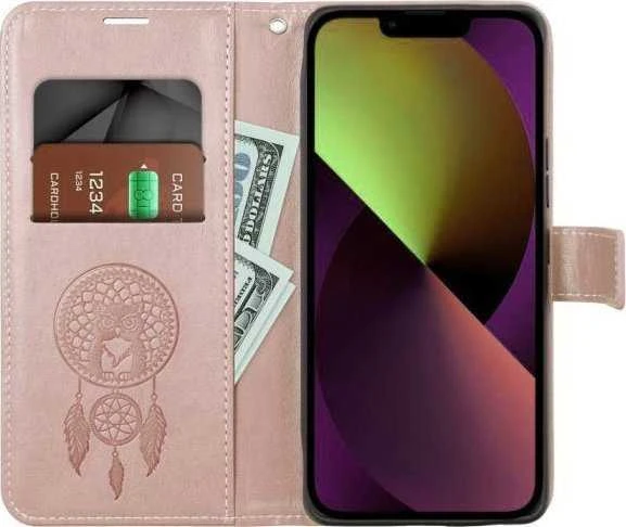 Oem MEZZO atverčiamas dėklas, skirtas XIAOMI Redmi Note 14 PRO 5G / 14 PRO PLUS 5G Dreamcatcher Rose Gold