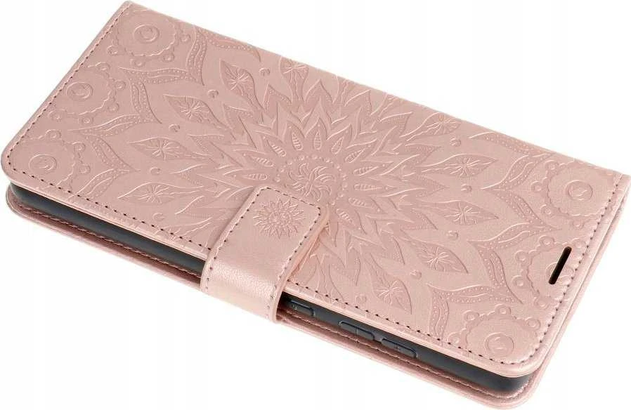 Oem MEZZO Book dėklas skirtas Xiaomi Redmi Note 14 PRO 5G / 14 PRO PLUS 5G mandala rožinio aukso spalvos