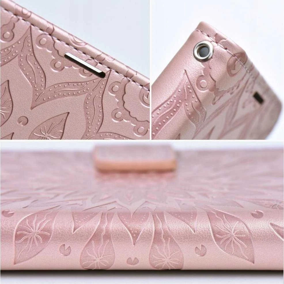 Oem MEZZO Book dėklas skirtas Xiaomi Redmi Note 14 PRO 5G / 14 PRO PLUS 5G mandala rožinio aukso spalvos