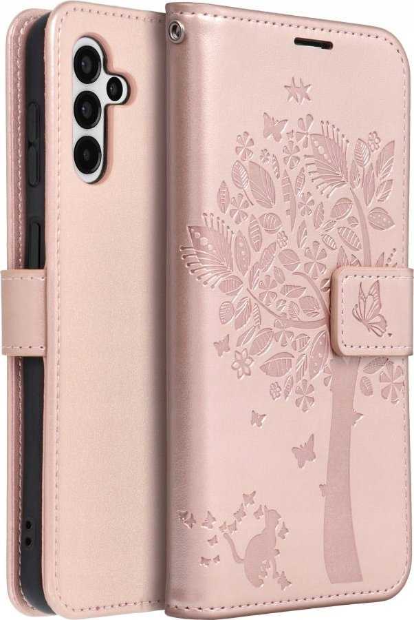 Oem MEZZO Book dėklas skirtas Samsung Galaxy A54 5G medžio rožinio aukso spalvos