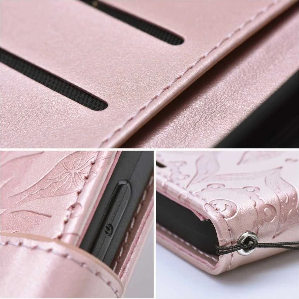 OEM atverčiamas dėklas iPhone 15 PRO Mezzo Book mandala rožinis auksinis