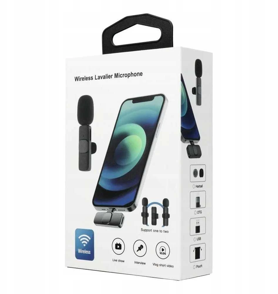 Store24 Belaidis prisegamas mikrofonas „Lightning“ dvigubas (2 komplekte) K1 juodas