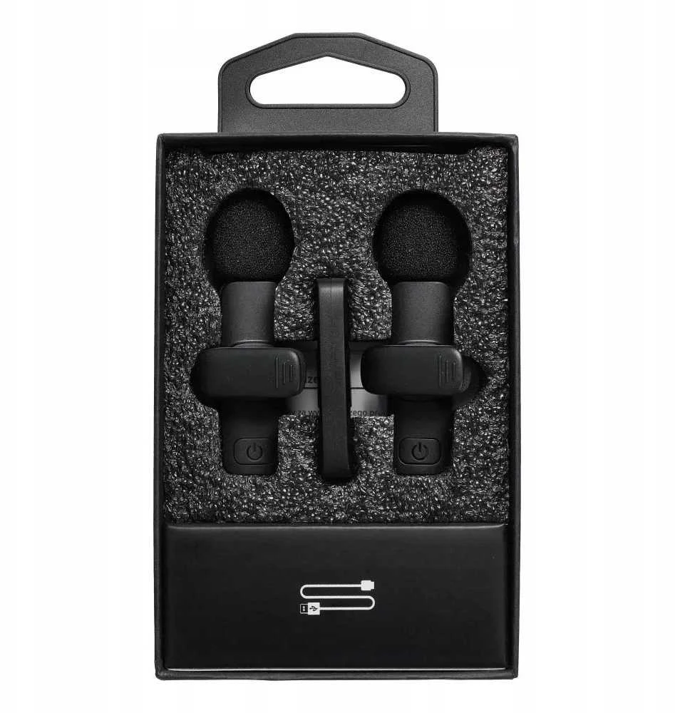 Store24 Belaidis prisegamas mikrofonas „Lightning“ dvigubas (2 komplekte) K1 juodas