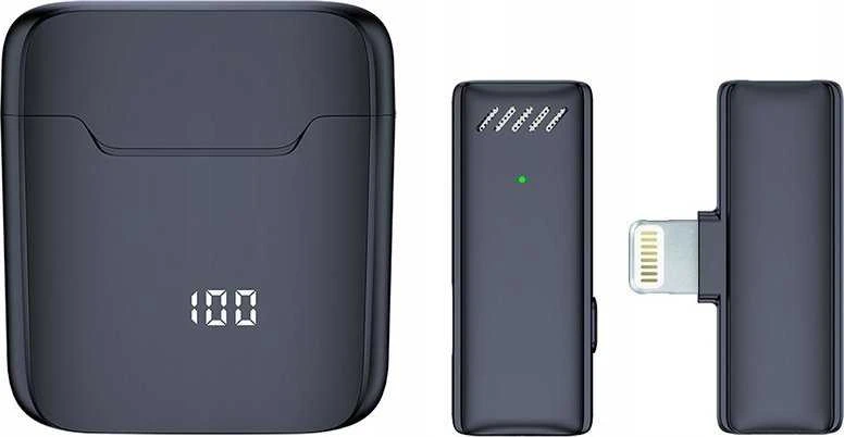Oem Belaidis prisegamas mikrofonas „Lightning“ su įkrovimo dėklu S11 juodas