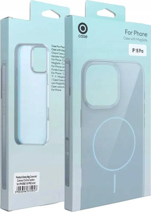 OEM dėklas, skirtas „iPhone 16 PLUS Premium Glossy Mag Cover“, suderinamas su „MagSafe“ ir kameros valdymo mygtuku, mėtinės spalvos