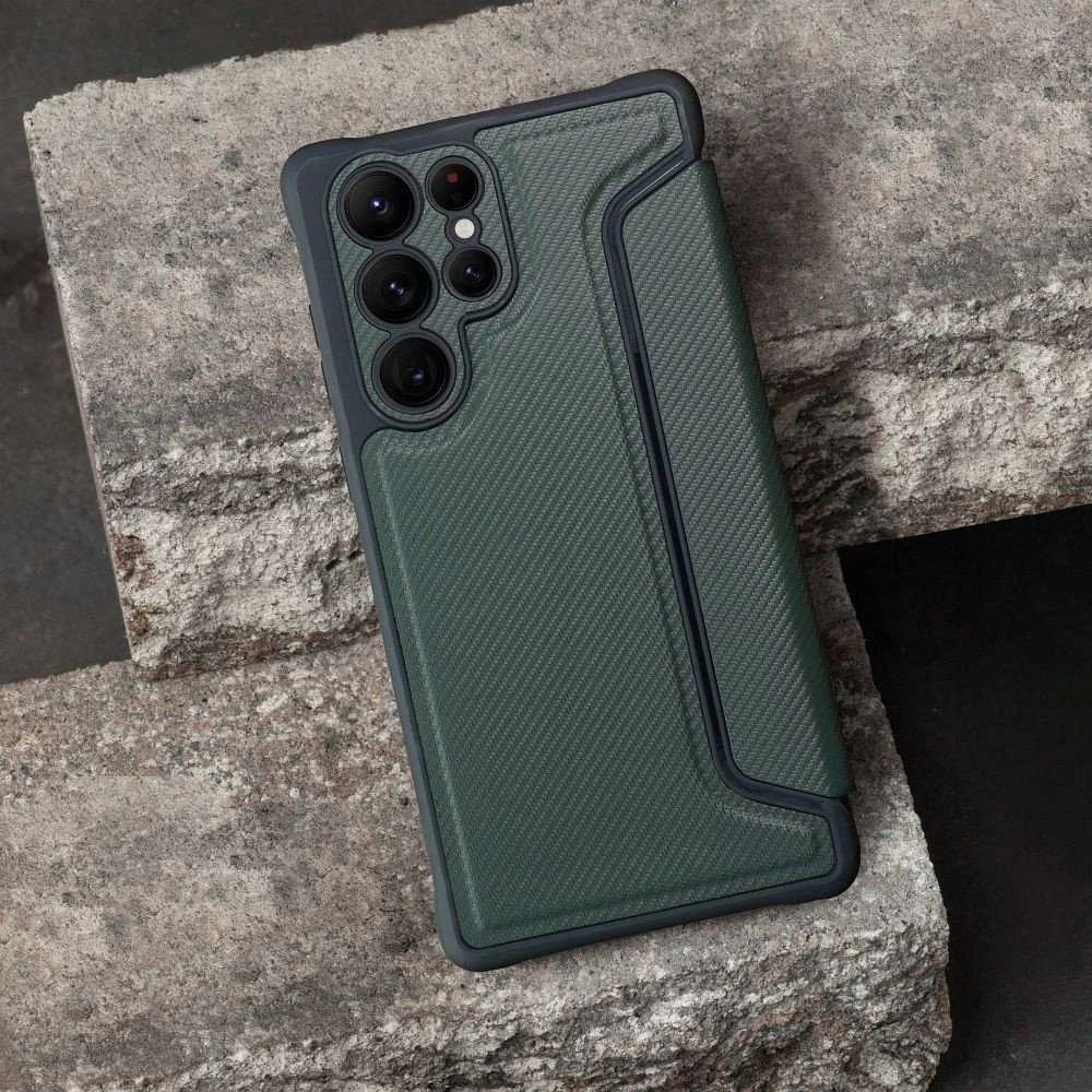 Dėklas Oem RAZOR Book skirtas Samsung Galaxy A26 5G dark žalios spalvos