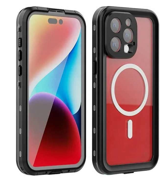 Oem iPhone 15 PRO MAX dėklas, Shellbox DOT, atsparus vandeniui, suderinamas su MagSafe, juodas