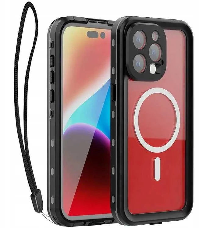 Oem iPhone 15 PRO MAX dėklas, Shellbox DOT, atsparus vandeniui, suderinamas su MagSafe, juodas