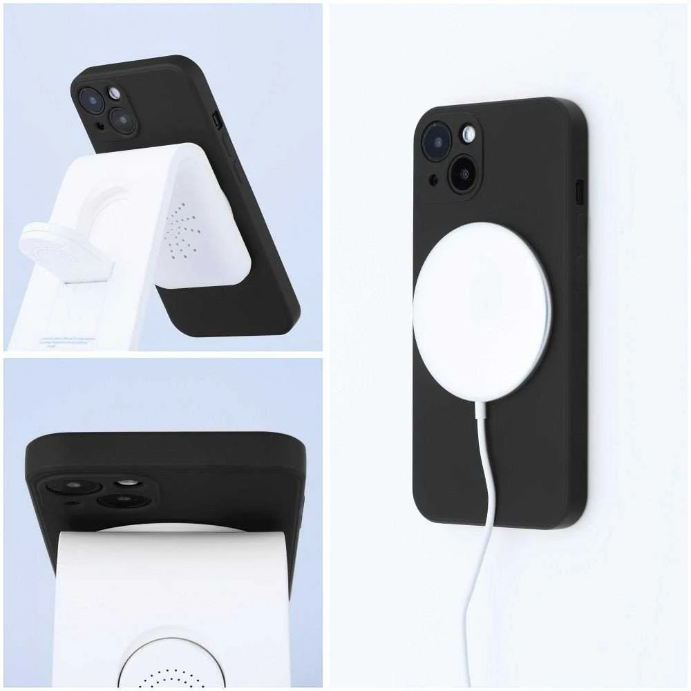 Oem SILICONE MAG COVER dėklas suderinamas su MagSafe skirtas Samsung Galaxy S25 juodos spalvos