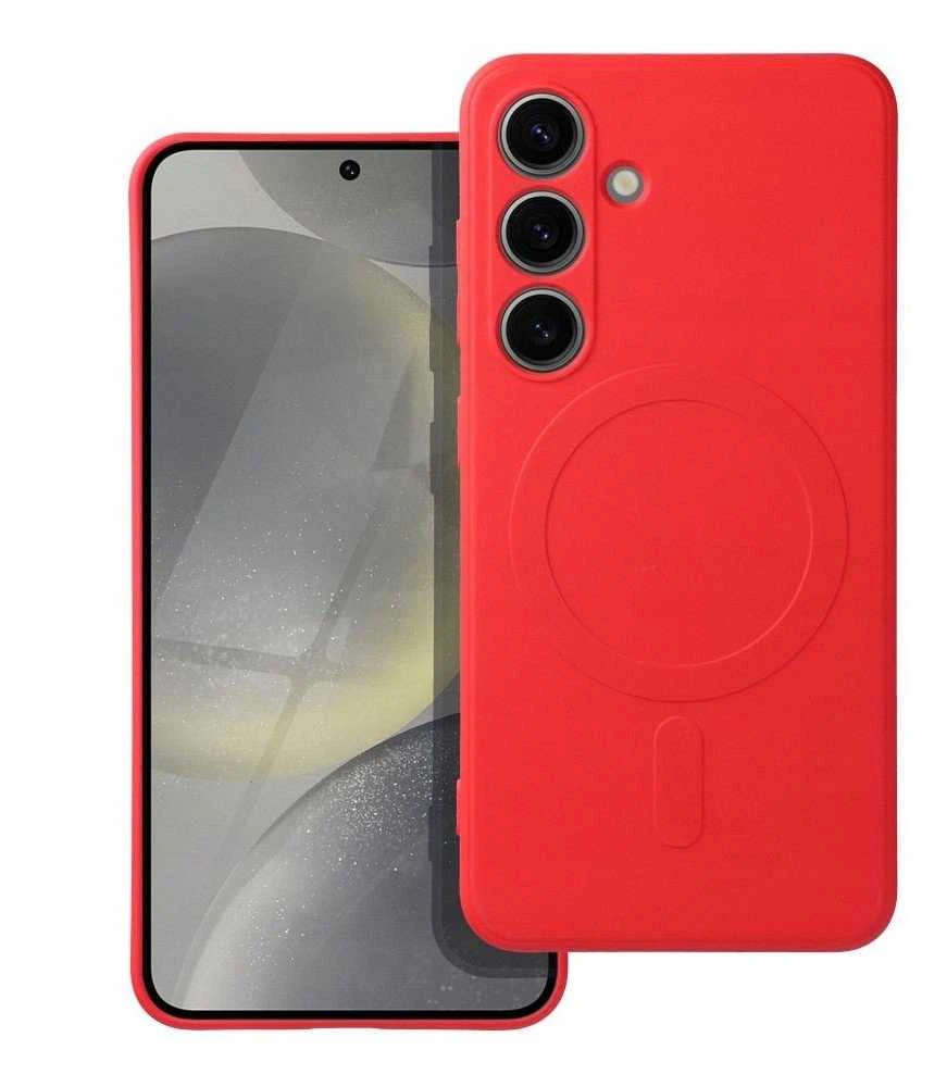 Oem SILICONE MAG COVER dėklas suderinamas su MagSafe skirtas Samsung Galaxy S24 FE red