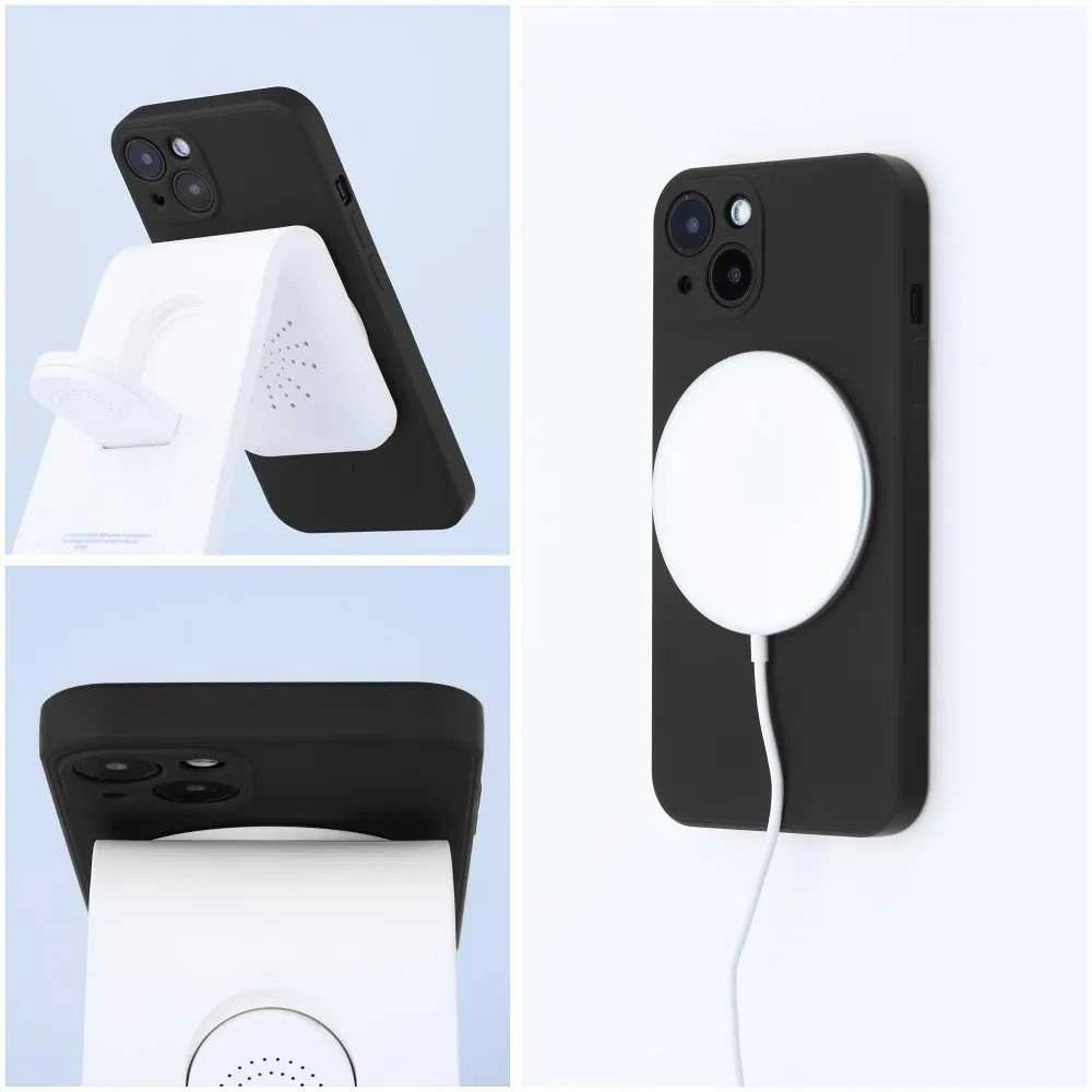 Oem SILICONE MAG COVER dėklas suderinamas su MagSafe skirtas Samsung Galaxy A54 juodos spalvos